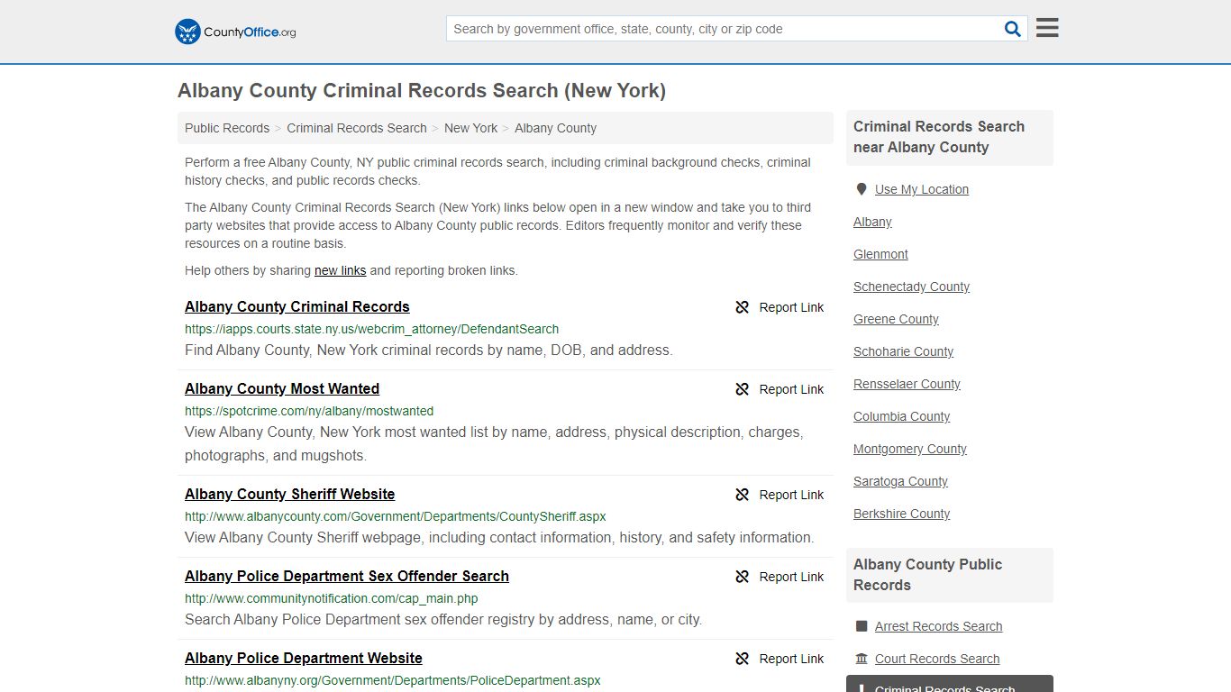Criminal Records Search - Albany County, NY (Arrests ...